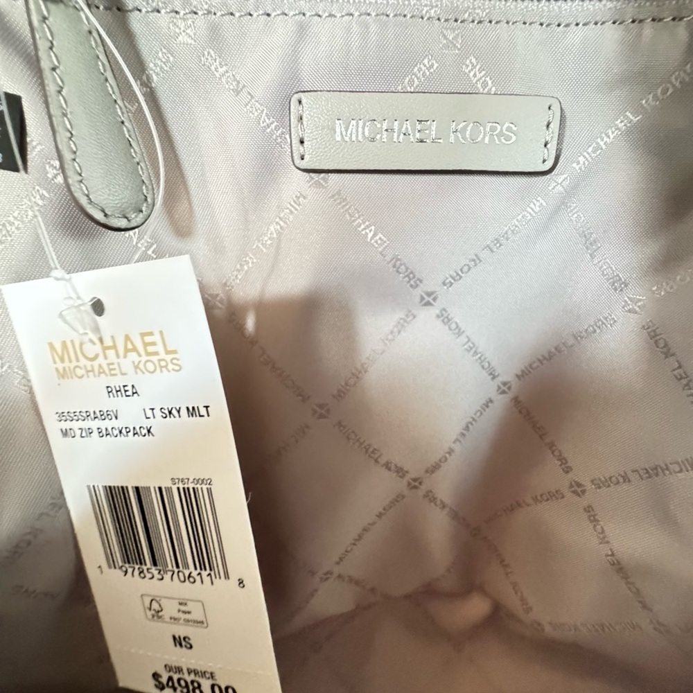 Michael Kors Rhea MD Backpack MK Color-Block Light Sky Multi - Picture 9 of 13